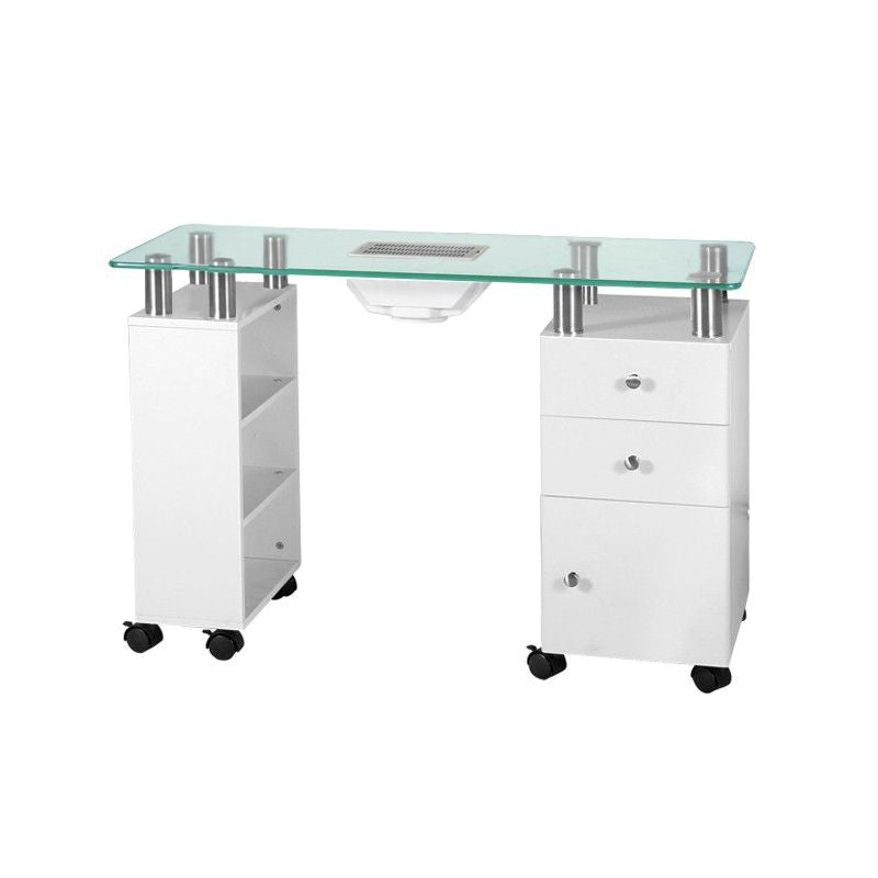 Bureau en verre avec absorbeur 013b, blanc