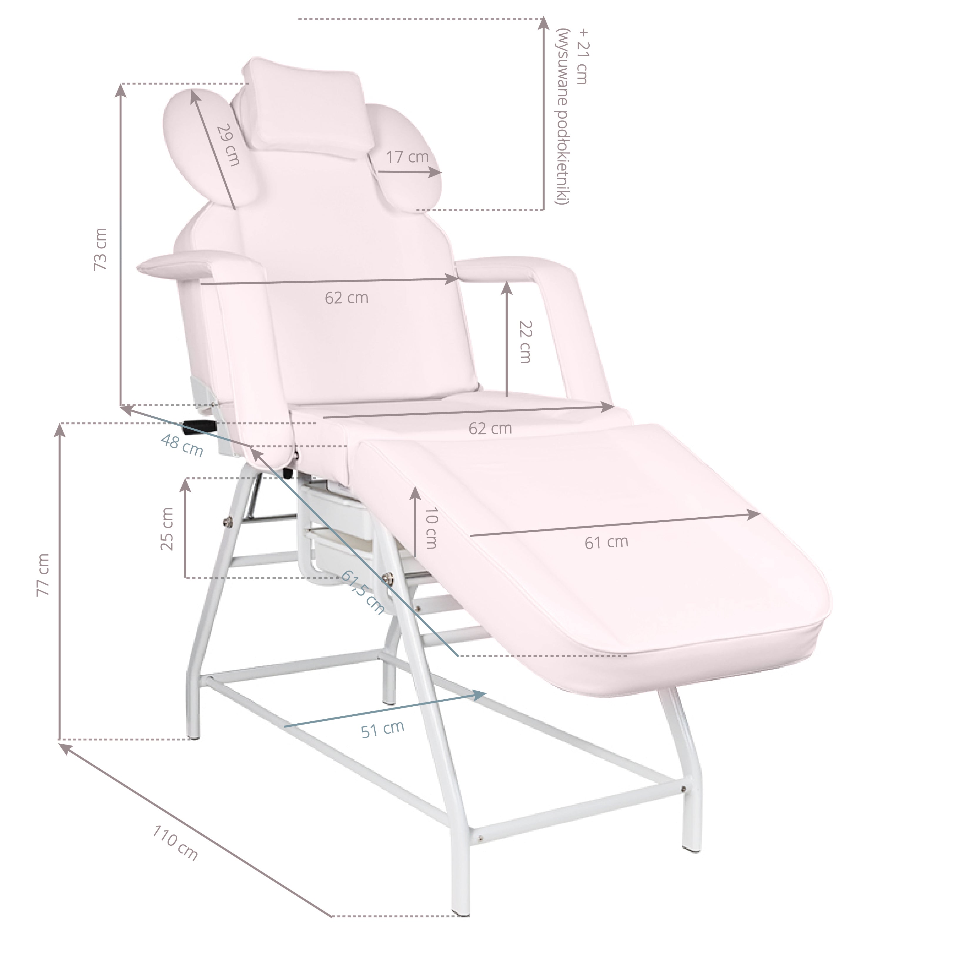 Fauteuil de traitement des cils Ivette rose