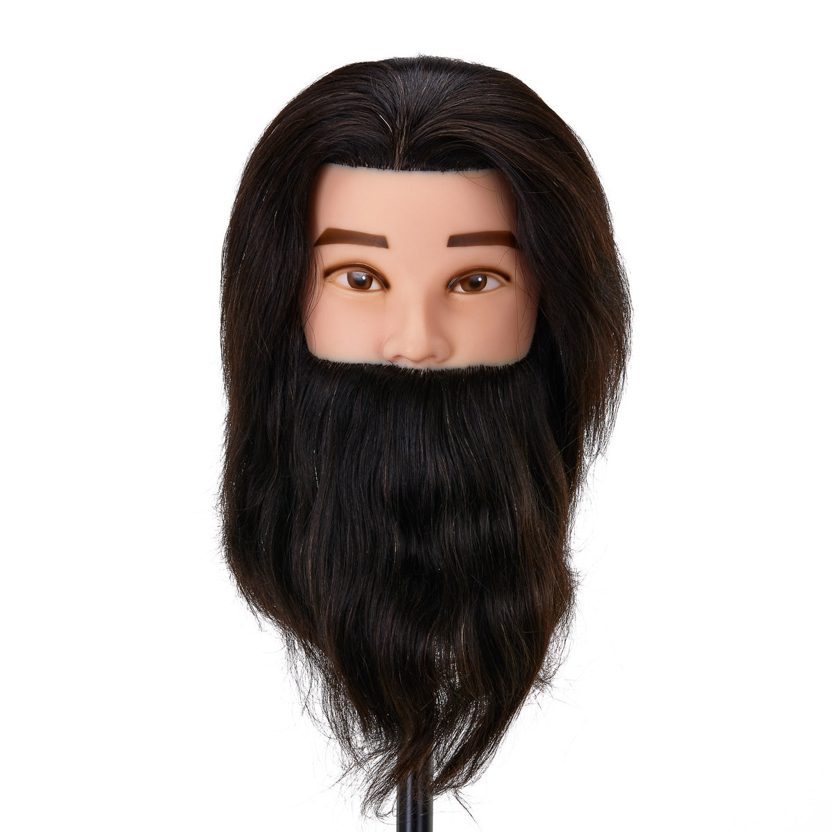 Gabbiano WZ4 training head with beard, natural cheveux, color 1#, length 8"+6"