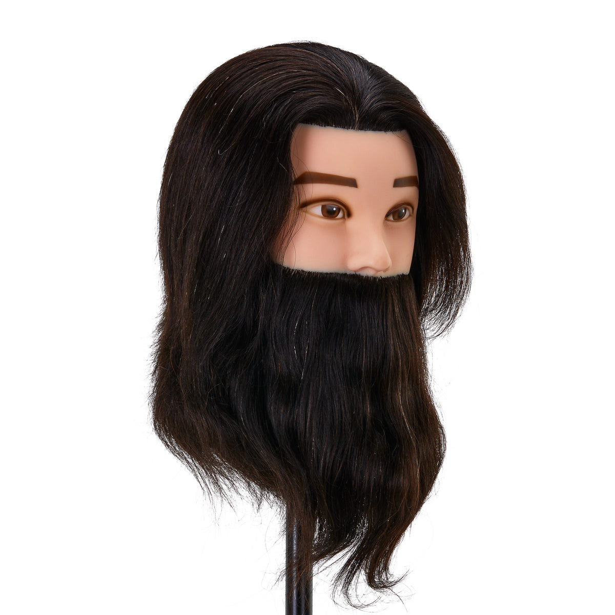 Gabbiano WZ4 training head with beard, natural cheveux, color 1#, length 8"+6"