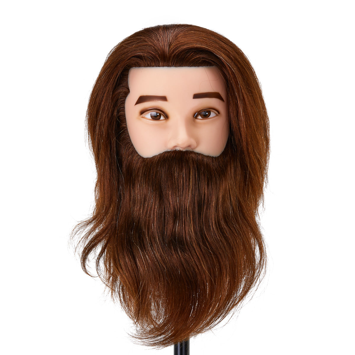 Gabbiano WZ4 training head with beard, natural cheveux, color 4#, length 8"+6"
