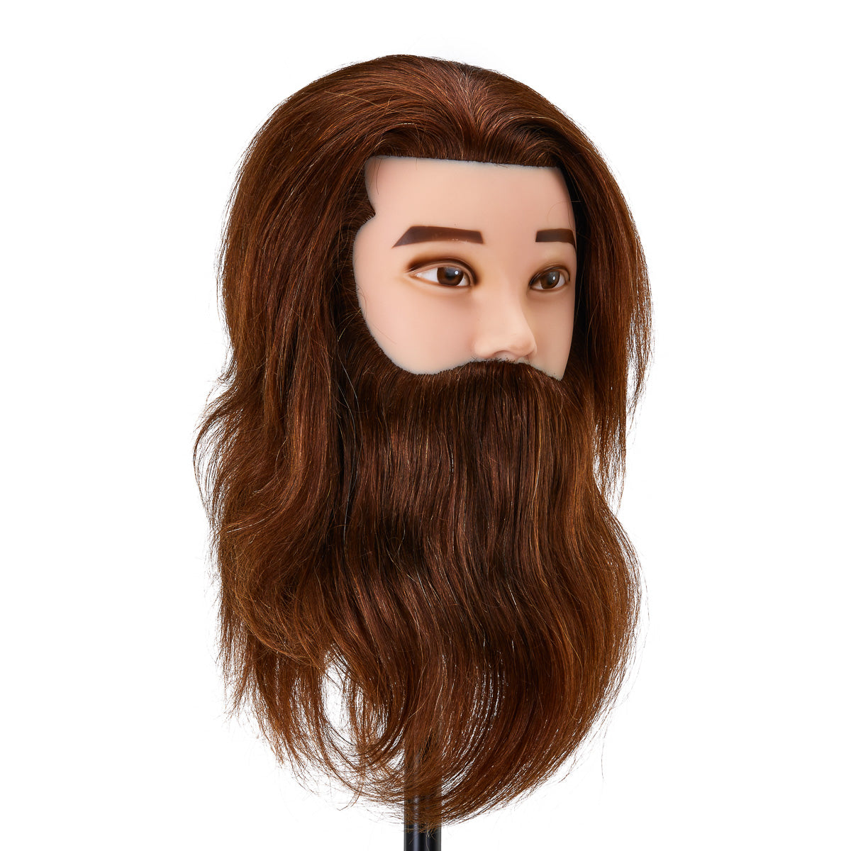 Gabbiano WZ4 training head with beard, natural cheveux, color 4#, length 8"+6"