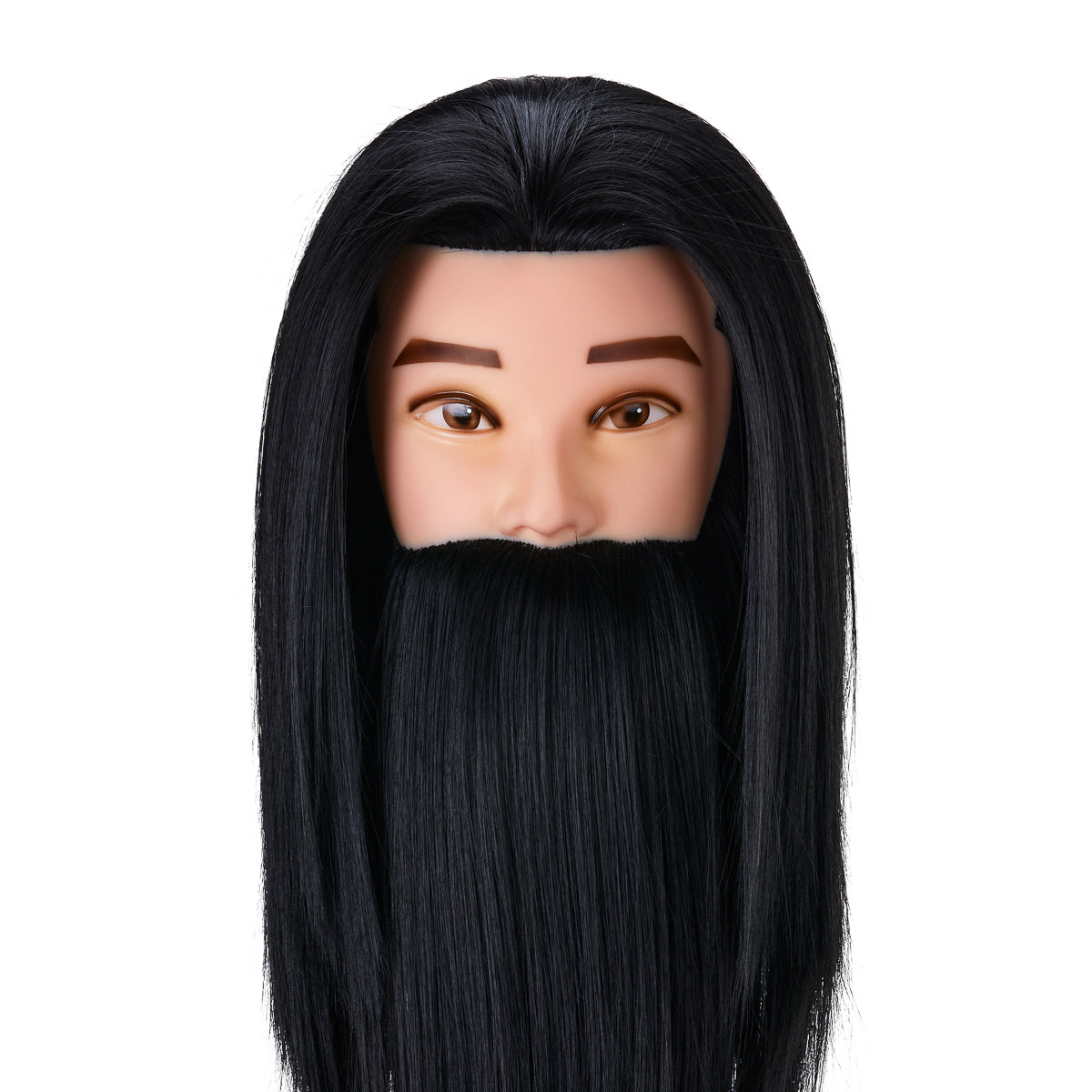 Gabbiano WZ4 training head with beard, synthetic cheveux, color 1#, length 8"+6"