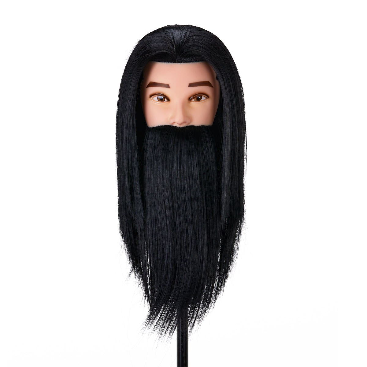 Gabbiano WZ4 training head with beard, synthetic cheveux, color 1#, length 8"+6"