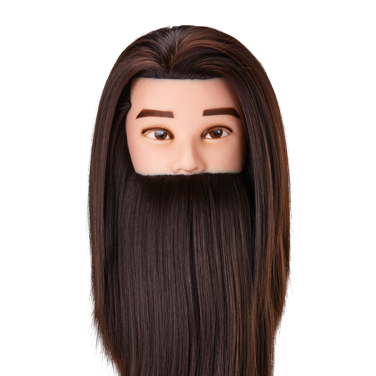 Gabbiano WZ4 training head with beard, synthetic cheveux, color 4#, length 8"+6"