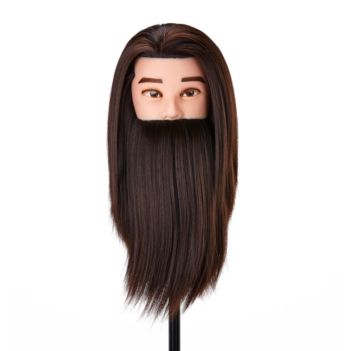 Gabbiano WZ4 training head with beard, synthetic cheveux, color 4#, length 8"+6"