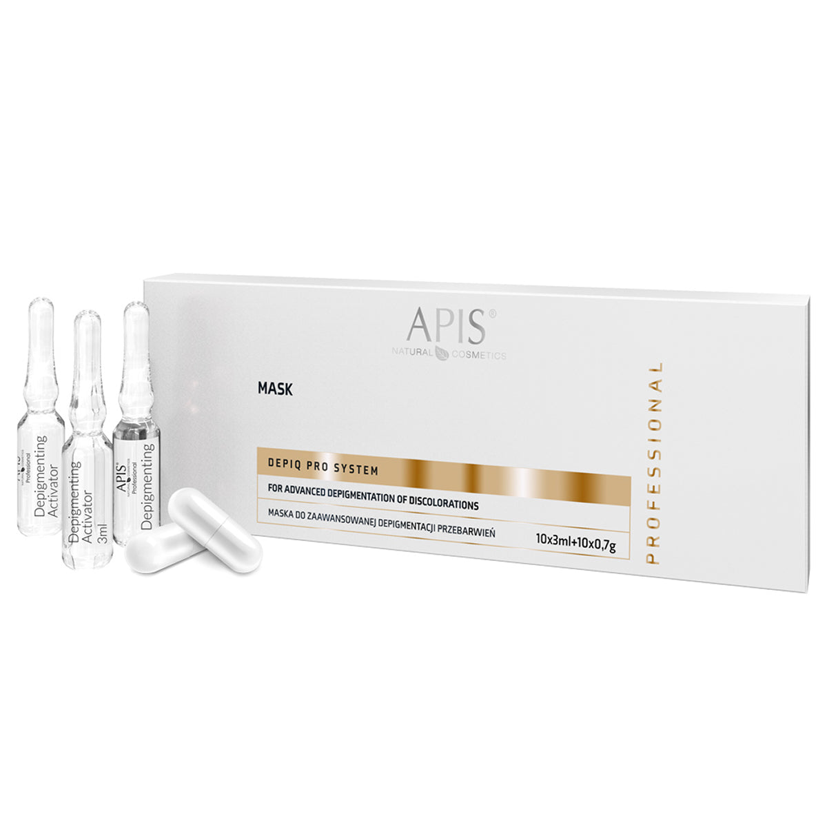 APIS DEPIQ PRO SYSTEM Masque pour dépigmentation avancée de l'hyperpigmentation, 10x3ml + 10x0,7g