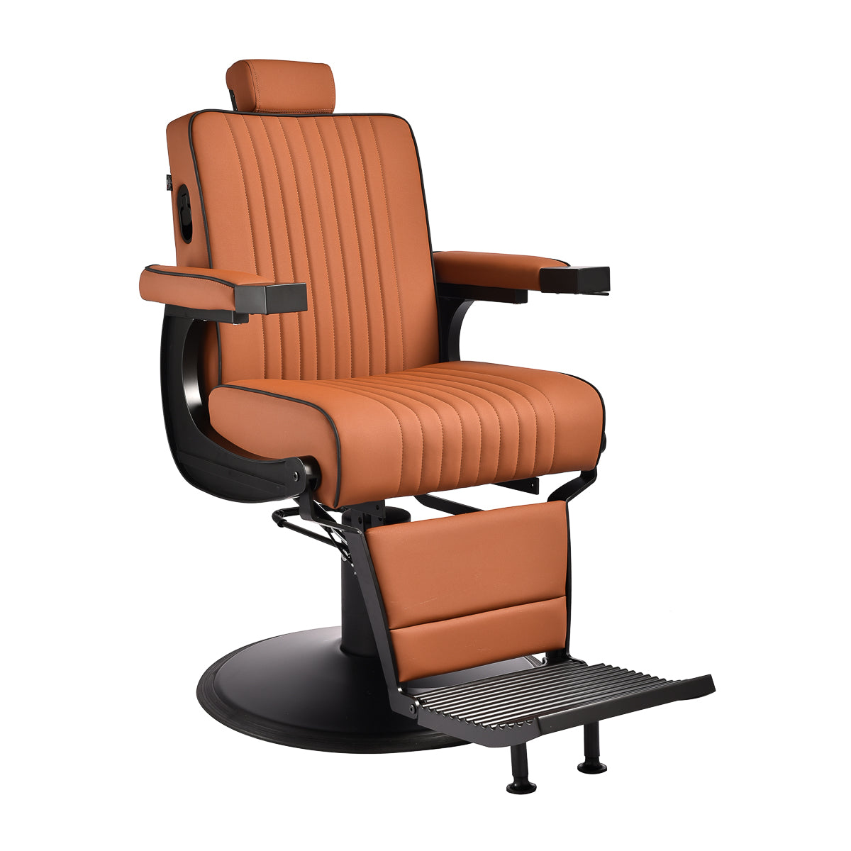 Gabbiano Levi barber chair with black frame brown without stitching at the back