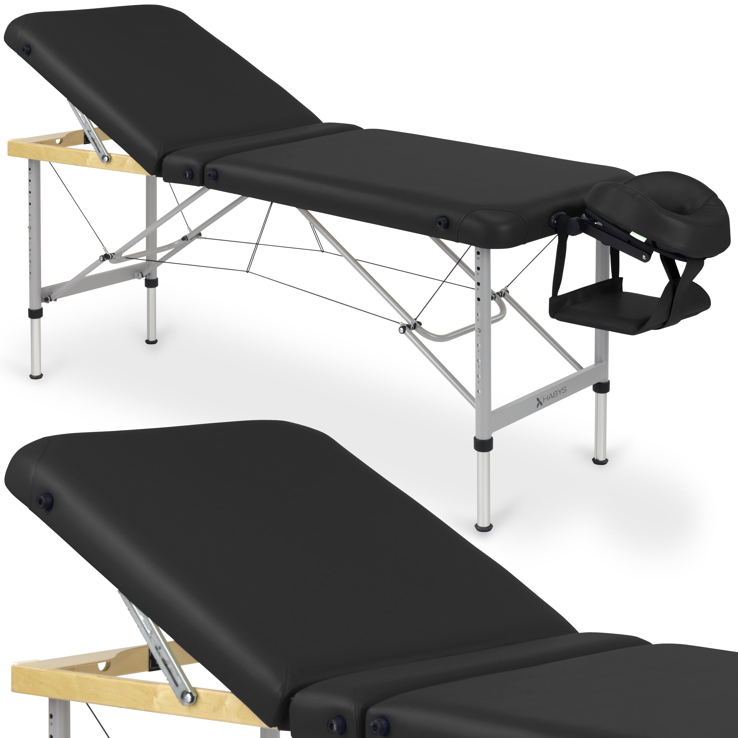 Table de massage Aero Plus Alu 60 Vinyle Flex K015 Noir