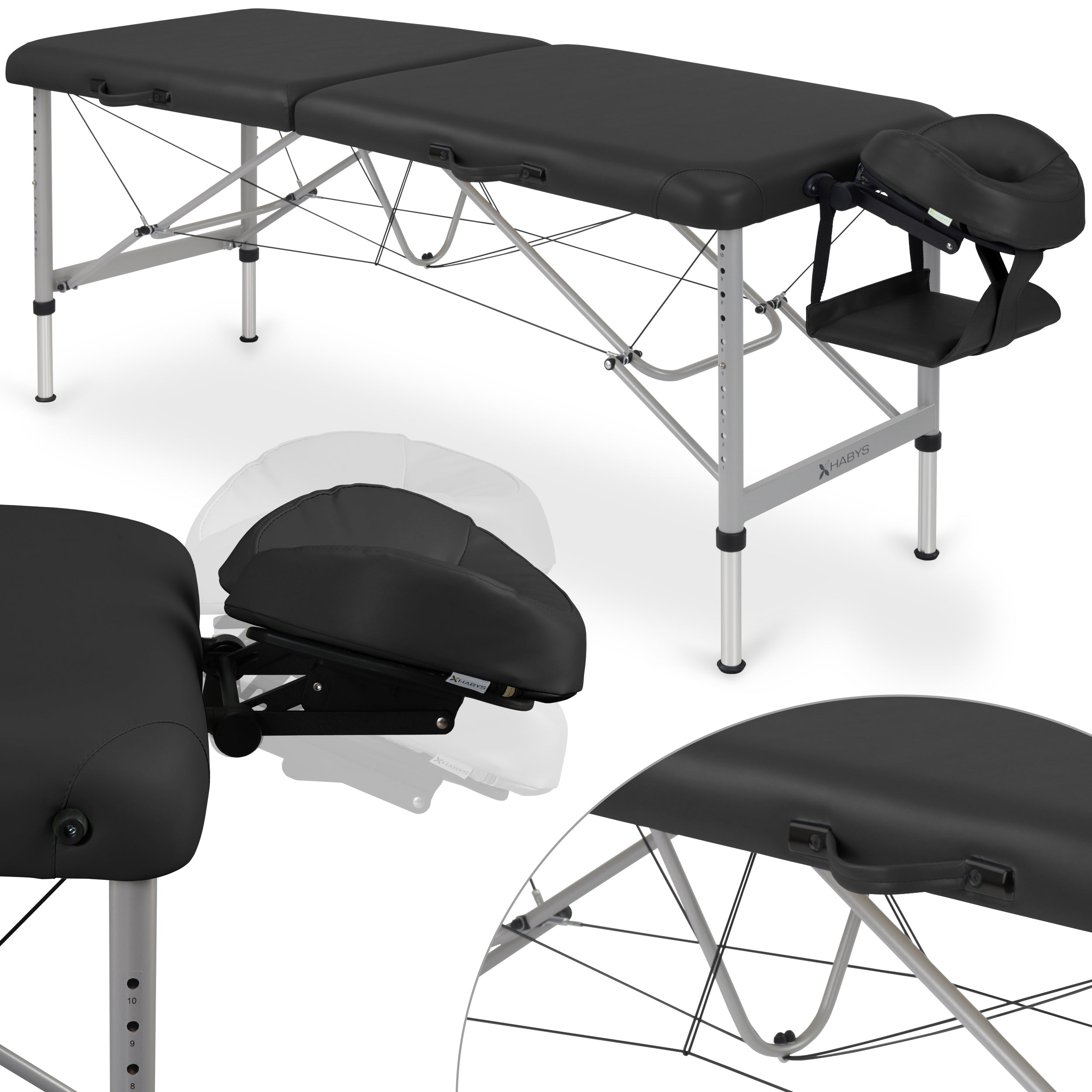 Table de Massage Aero Stabila Alu 60 Vinyl Flex K015 Noir