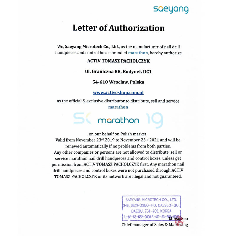 Machine à ongles Saeyang Marathon K35 Crafien Blanche + SH30N