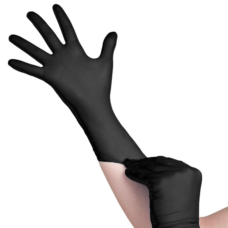 Gants diagnostiques en nitrile jetables All4med noirs xs