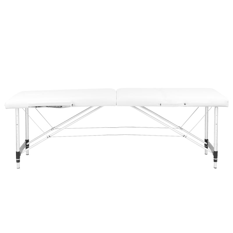 2-section aluminum folding massage table, comfort, white